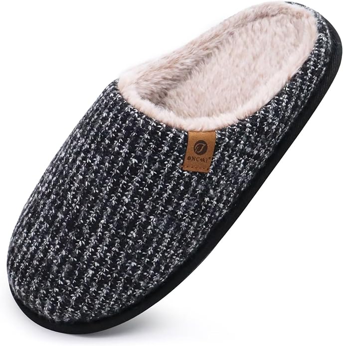 ONCAI Men's House Slippers Memory Foam Slip-On Warm Cozy Scuff Home Bedroom Shoes with Indoor/Outdoor Rubber Soles US Size 7-15
