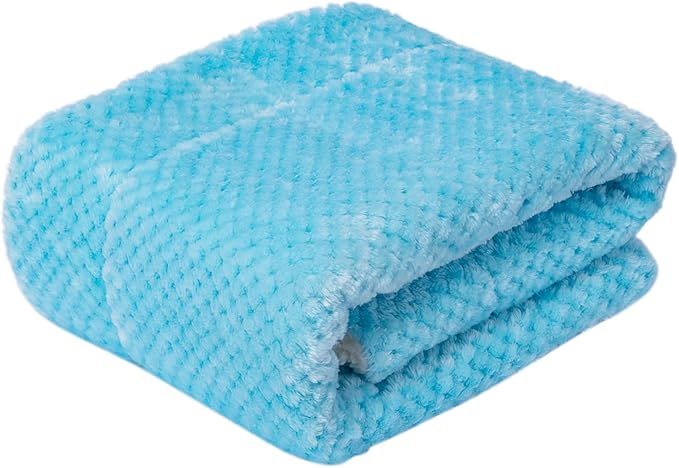 Fuzzy Sherpa Reversible Blanket for Baby, Soft Warm Cozy Coral Fleece Toddler, Infant or Newborn Reversible Blanket for Crib, Stroller, Travel, 40”×60”, Ice Blue