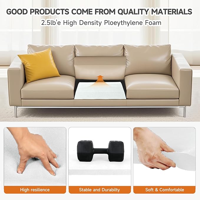 20"x20"Couch Cushion Support for Sagging Seat, Trapezoid 40D Density Foam Couch,Sofa Cushion Support Replacement for Furniture Sagging, White (2PCS)