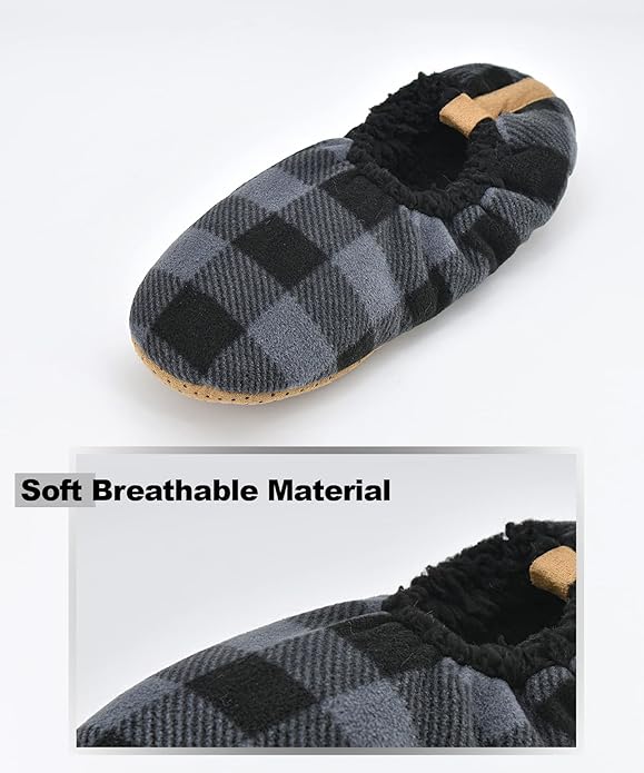 Keyela Mens Slipper Socks With Non Skid Bottoms, Warm Slipper Socks With Grippers For Men, Fuzzy House Slippers