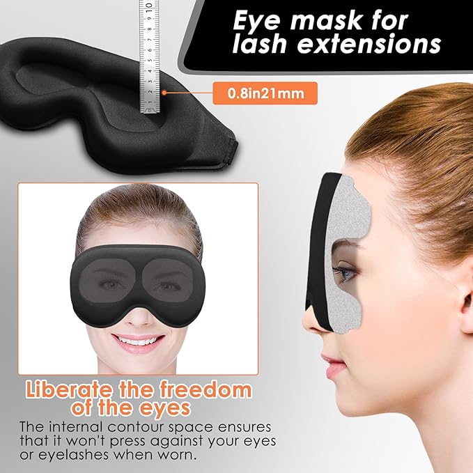 3D Advanced Eye Mask for Sleeping,Soft and Lightweight Sleep mask，Sleep Eye Mask for Men Women，lash Sleeping mask for lash Extensions (Black)
