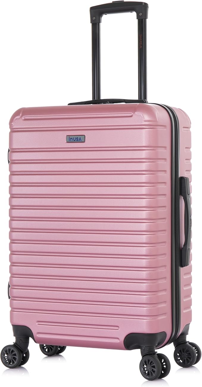 InUSA DEEP Luggage with GEL Handle | Spacious Traveling Suitcases, Travel Suitcase with Dual Spinner Wheels and Studs | 24 Inch Medium Hardside Luggage | Rose Gold