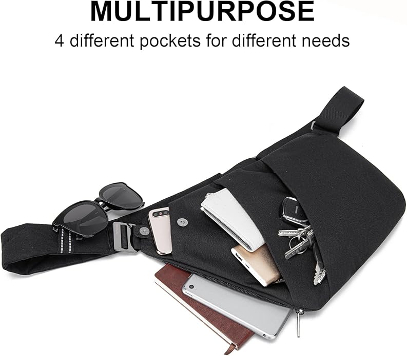 Crossbody Sling Bag, Water-Resistant Anti Theft Chest Pack, Minimalist Commuter Daypack for Travel Hiking Work
