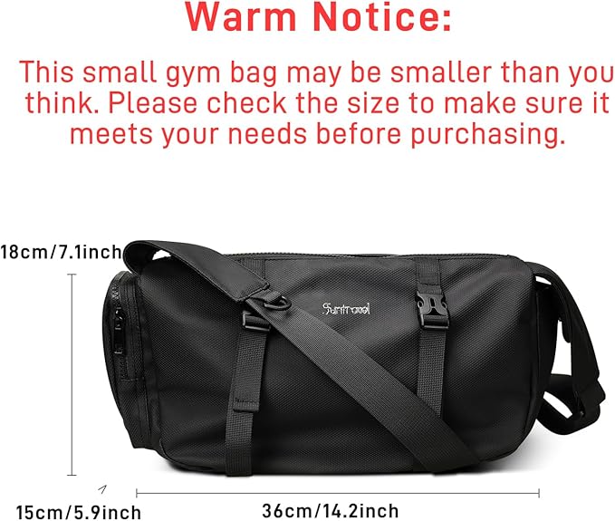 Small Sports Bag Waterproof Ultra-Light Gym Duffle for Men & Women Compact Mini Crossbody Bags, Perfect for Running, Travel & Light Gym (black-quilting)