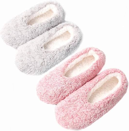 HUGSWEET Slipper for Women Men Thick Warm Fuzzy Slippers With Grips Indoor Cozy Fluffy Sherpa Lined Shoe Socks Non-Slip Soft Soles with Gift Box