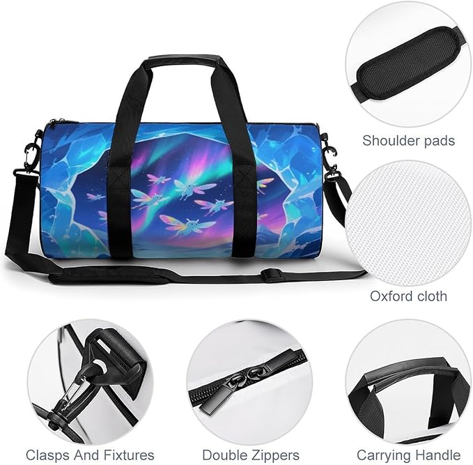 Sports Gym Bag for Women Men Travel Duffel Bag Tote Weekender Bag Aurora Elf Carry on Overnight Bag for Travel Swimming Fitness Workout Sports Duffle Bag