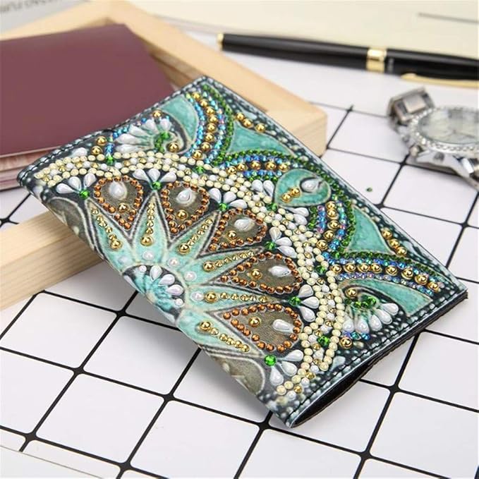Diamond Painting Passport Holder, DIY Special Shaped Crystal Rhinestone Painting Travel Passport Protective Leather Cover for Boarding Pass, ID Card, Driver's License-20X14CM