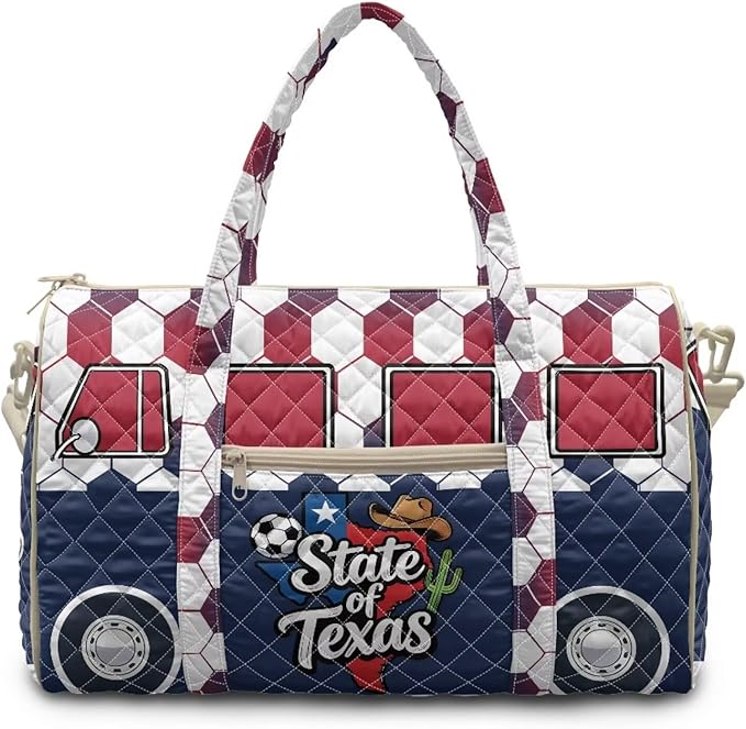 COEQINE Texas Van Car Quilted Duffel Bag for Men Purses Quilted Tote Bag For Woman Large Car With Zipper and Trolley Sleeve