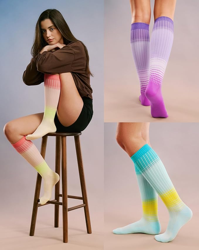 FITRELL 4 Pairs Compression Socks for Women & Men, 15-20mmHg Circulation Support for Athletic Travel Daily Wear