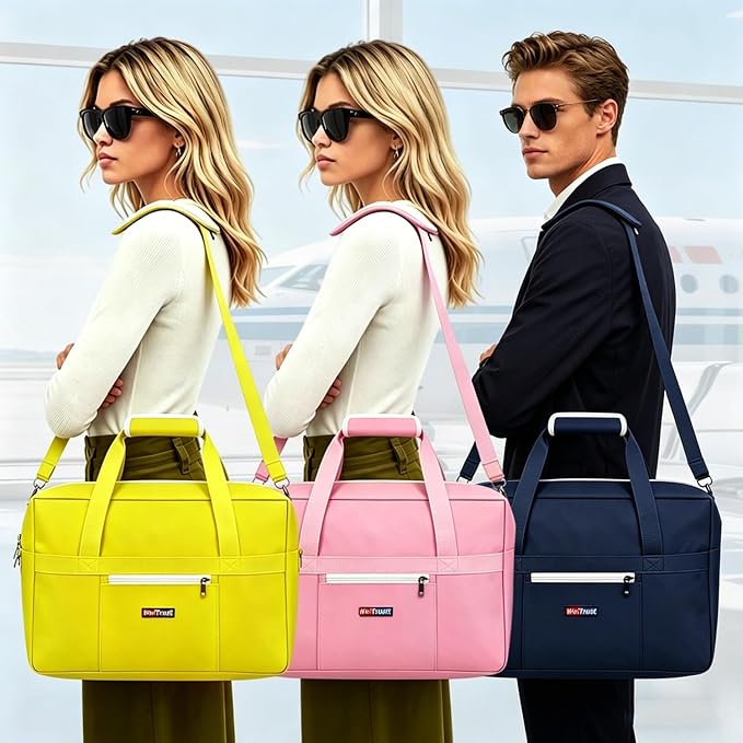 Gym Bag for Women Men, Water-Resistant Duffle Bag for Travel Sports, Lightweight Carry On Bag with Handles and Detachable Shoulder Strap (Yellow)