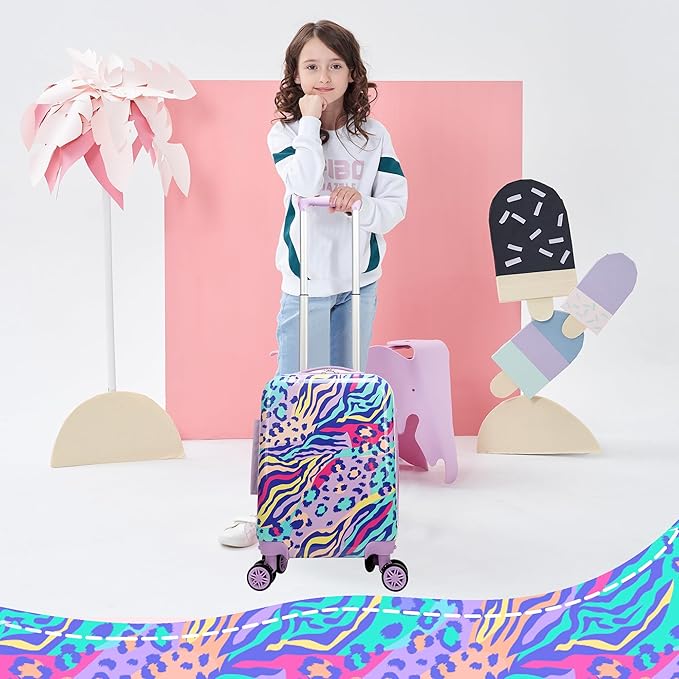 Kids Carry on Luggage Sets 2 Piece Rolling Suitcases for Girls Women with Wheels Suitcase with Travel Pillow Airplane Approved