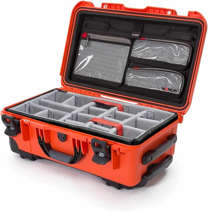 NANUK 935 Hard Case with Cubed Foam – Waterproof Protective Equipment Case with Wheels, 22” x 14” x 9” – Dustproof and Impact Resistant, Airline Carry-On Approved – Orange
