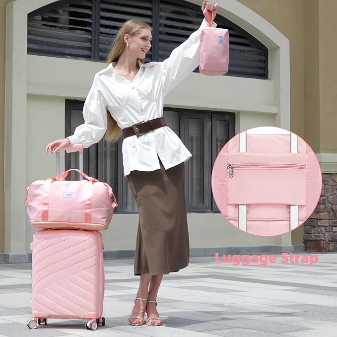 Carry On Luggage 22x14x9 Airline Approved, 20 Inch Expandable Hardshell Luggage Carry-on Suitcases with Spinner Wheels, Carry On Suitcase Set for Women (PINK)