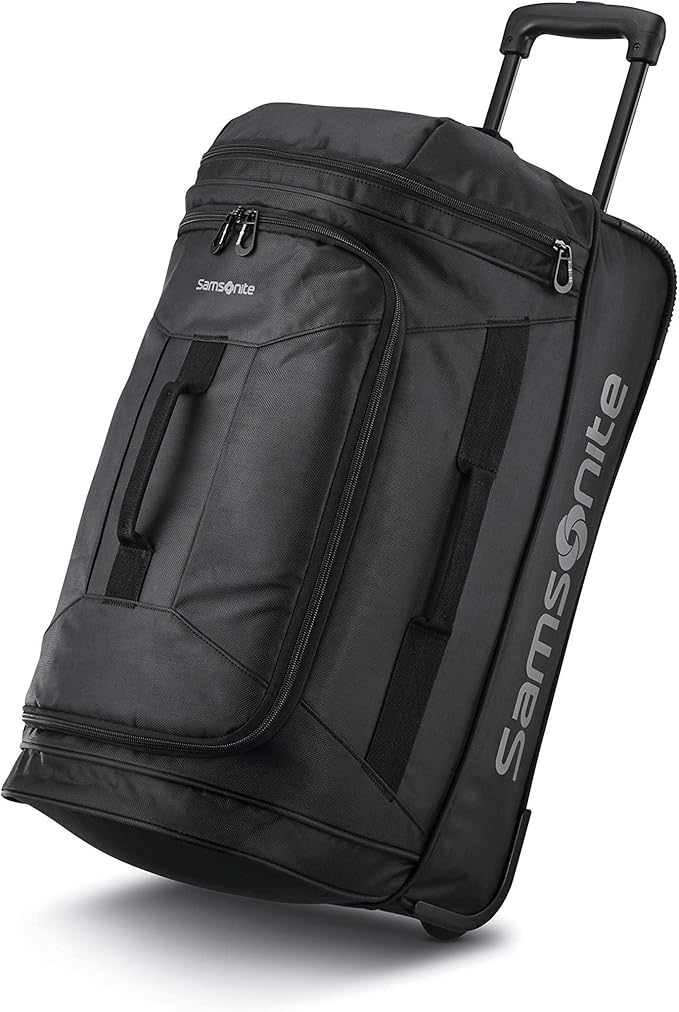 Samsonite Andante 2 Wheeled Duffel Bag – 22-Inch Durable Rolling Luggage with Inline Skate Wheels, Push-Button Handle & Spacious Compartments – Travel-Friendly and Lightweight - All Black