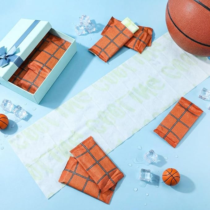 Frienda 12 Count Disposable Cooling Towel, 23.6''x 7.9'' Large Cooling Body Wipes, Baseball Basketball Softball Soccer Ice Towel for Hot Weather, Individually Wrapped for Sport Player (Basketball)