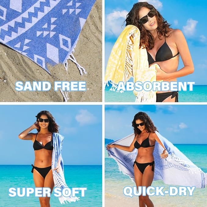 Thin Turkish Beach Towel Lightweight Quick Dry Absorbent Cotton Bathroom Bath Pool Swim Towels Extra Large Oversized Sand Free Beach Accessories Essentials Cloud Gifts for Adult