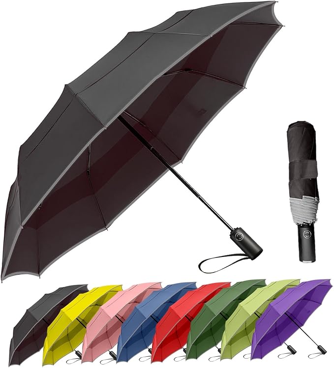 MRTLLOA 42/49 Inch Compact Travel Essentials Umbrella for Rain, Lightweight, Portable, Automatic, Strong, Waterproof Folding Umbrellas for Women, Men and Teenagers
