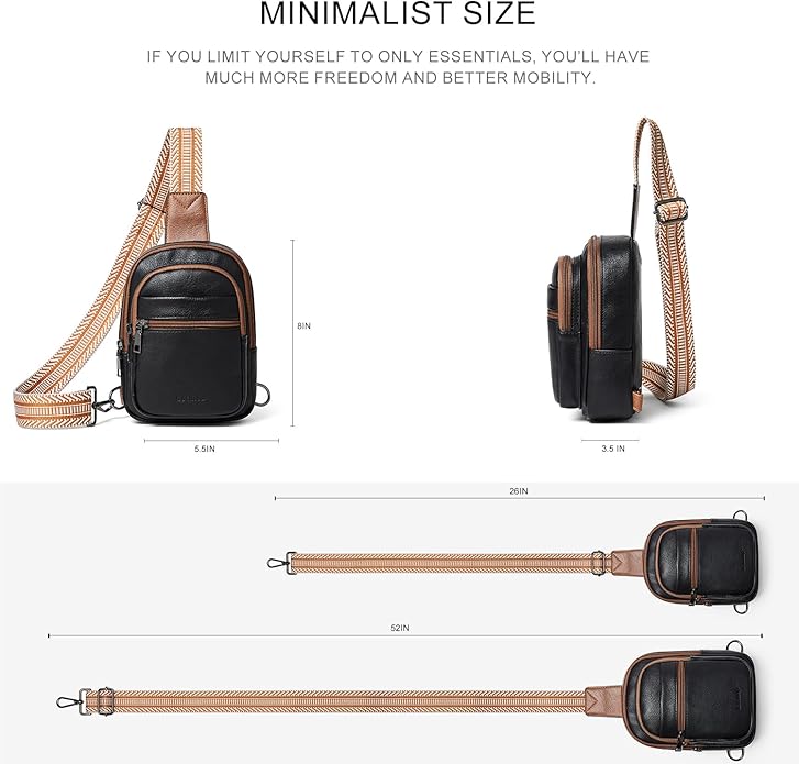 Sling Bag For Women Faux Leather Small Casual Daypack Backpack Fanny Pack Crossbody Chest Bags Purse