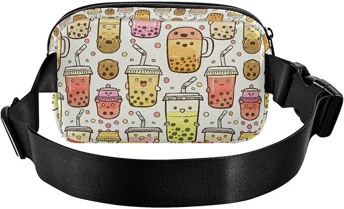 Kawaii Bubble Tea Fanny Pack for Women Men Water Resistant Fashion Waist Packs with Adjustable Strap Belt Bag for Travel Workout Jogging Hiking 21219020