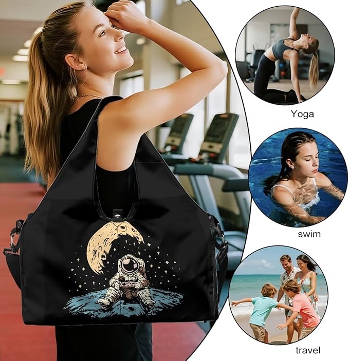 Gym Bag Men with Yoga Mat Holder Shoe Compartments, Mens Duffle Bag Double Zipper Lightweight Breathable Carry On Duffel Bag for Travel Work Gym