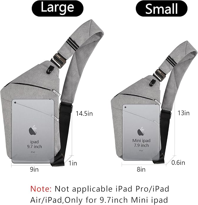 Crossbody Sling Bag, Water-Resistant Anti Theft Chest Pack, Minimalist Commuter Daypack for Travel Hiking Work