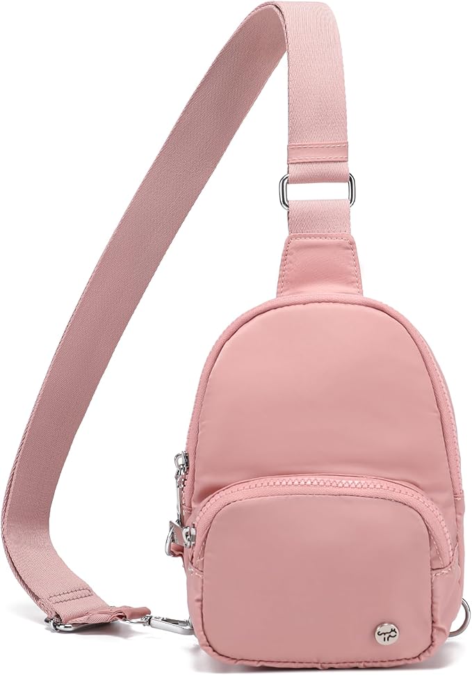 NEICOA Anti Theft Crossbody Bags for Women Small Nylon RFID Sling Bag Lightweight Travel Purse for Daily Casual Use(Pink)