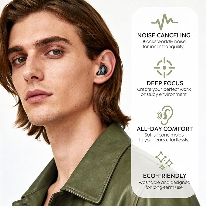 Sleep Earplugs - Comfortable & Reusable 45dB(SNR) Noise Reducing for Side Sleepers,Hearing Protection for Noise Sensitivity,Deep FocusTravel,Concerts