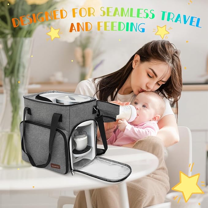 Carrying Case Compatible with Baby Brezza Formula Pro Advanced Formula Maker,Portable Formula Mixer Travel Organizer Bag with Shoulder Strap and Storage Pockets for Bottles,Baby Essentials