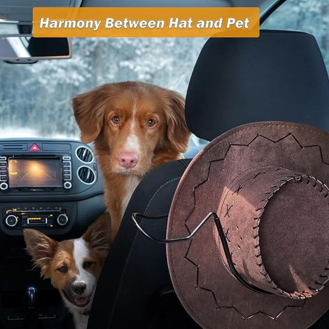 Cowboy Hat Holder Rack for Truck Car SUV (Maintain Hat Shape & Anti-Flip) Hard Hats Hanger Rack Automotive Travel Seat Back Storage Organizer Gifts Accessories for Men Women - Suitable for Most Hats