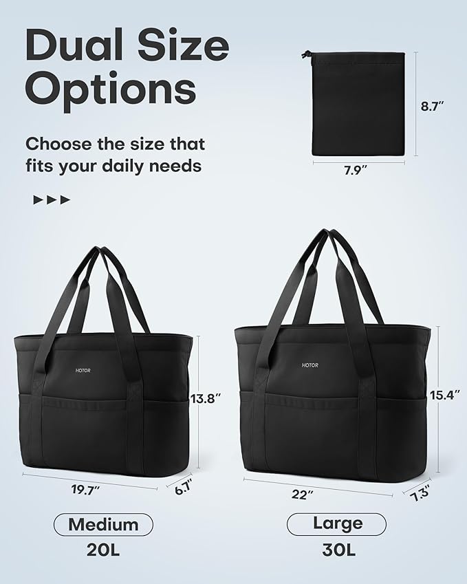 HOTOR Tote Bag for Women - Foldable Lightweight Tote Bags with Zipper, Large Shoulder Bag Top Handle Handbag for Travel, Work