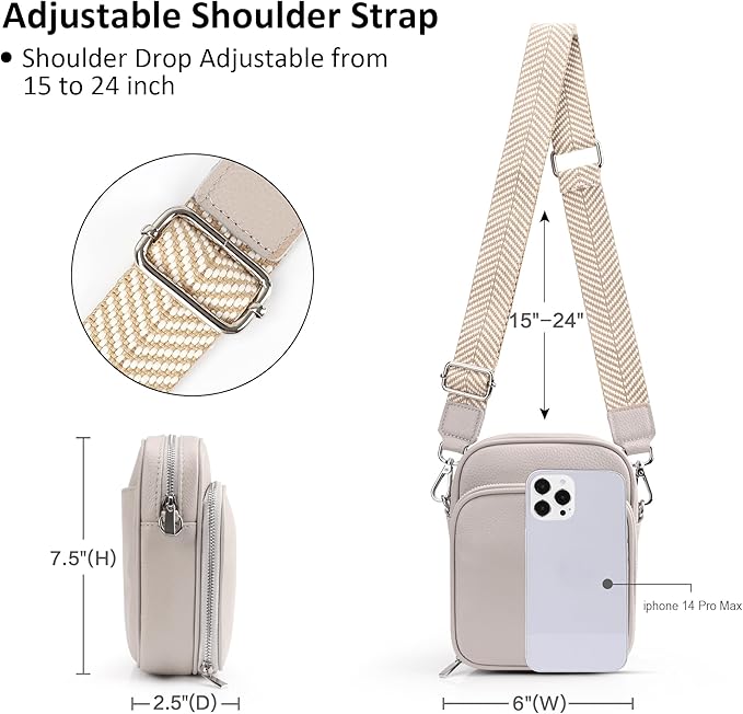 befen Genuine Leather Small Crossbody Bags for Women Cross Body Bag Purses Cell Phone Purse for Travel with RFID Card Slots