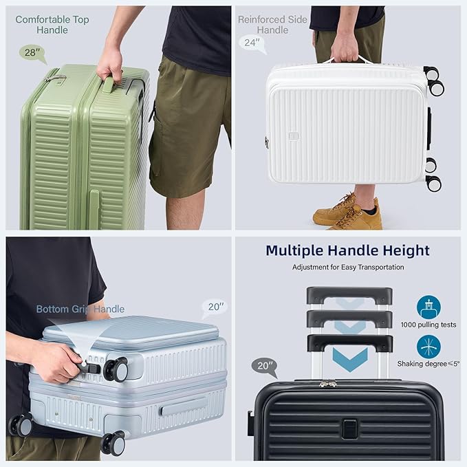 20 Inch Carry on Luggage 22x14x9 Airline Approved Hard Shell Suitcases with Wheels, Top Opening Expandable Carry on Luggage with Cup Holder Small Rolling Suitcase with Lock, Silver
