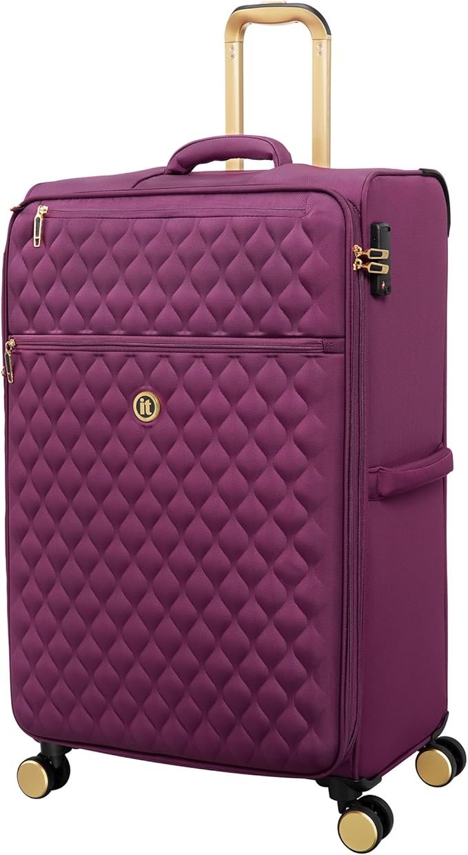 It Luggage Glimmering 32" Softside Checked 8 Wheel Expandable Spinner, Amaranth