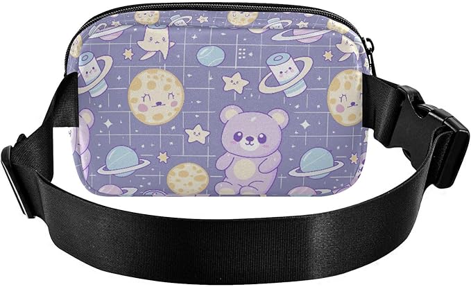 Kawaii Teddy Bear Universe Fanny Pack for Women Men Water Resistant Fashion Waist Packs with Adjustable Strap Belt Bag for Travel Workout Jogging Hiking 21219108