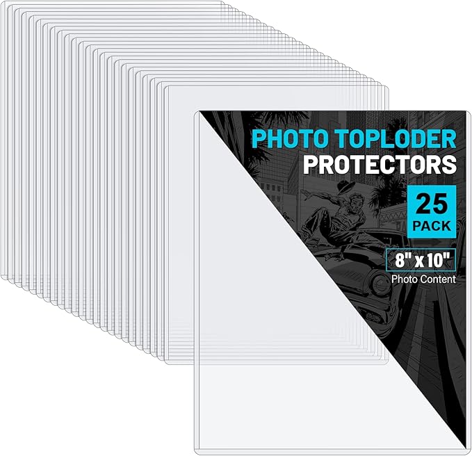 25ct 8"x10" Inch Premium PVC Toploaders, Hard Crystal Clear Plastic Sheet Holders, Sleeves Protectors for Autograph Pictures, Art and Certificates