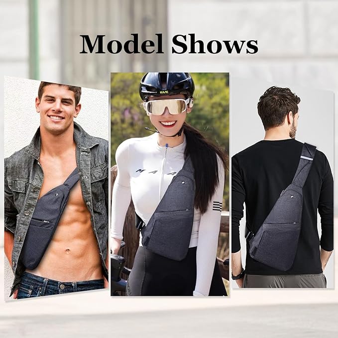 Anti-Theft Sling Bag, Lightweight Waterproof Crossbody Chest Bag with Hidden Pocket for Travel Hiking Casual Daily