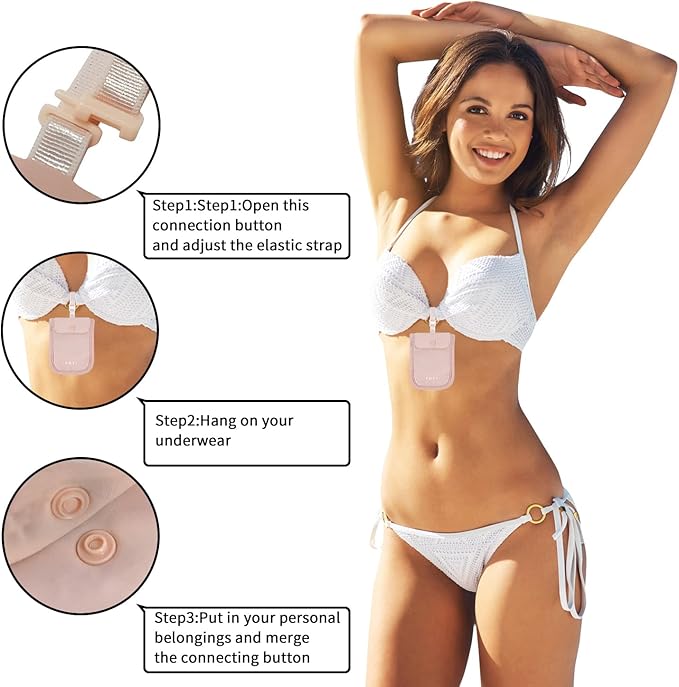 YOYI YOYI RFID Undercover Bra Wallet,Hidden Travel Pouch,Secret Stash Pocket - Credit Cards & Money & Valuables with Adjustable,Elastic Strap Suitable for All Bra Sizes
