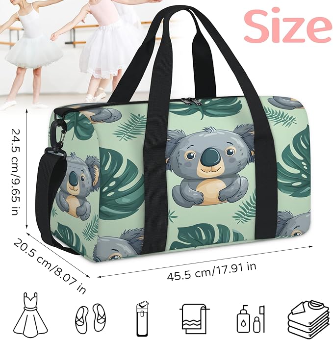 Palm Leaf Koala Travel Duffle Bag for Women Men, Overnight Weekender Bag, Carry on Tote for Sport Gym