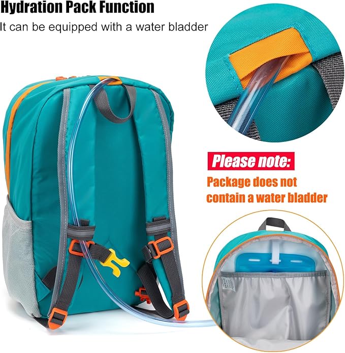 IVYGREEN Little Kids Hiking Backpack for Boys or Girls, Small Daypack for Camping or Travel (Teal blue, Medium)