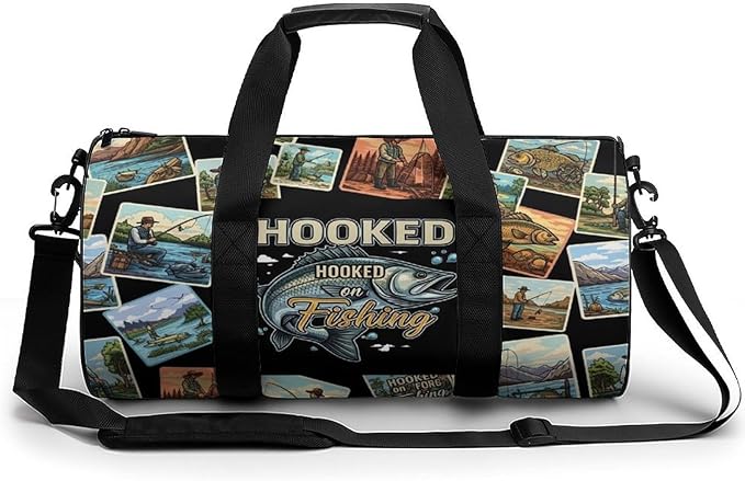 Beach Swim Bags Bass Fishing Men Women Duffle Bag Foldable Gym Bag Lightweight Travel Sports Bags for Men and Women