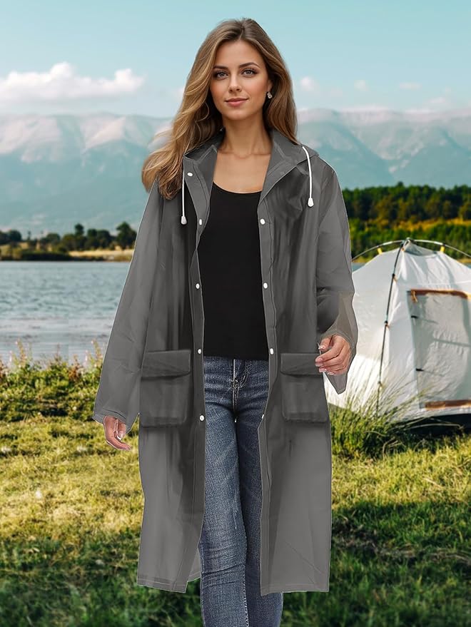 Besshopie EVA Raincoat Waterproof Rain Poncho Reusable Unisex Men Women Long Clear Rain Wear