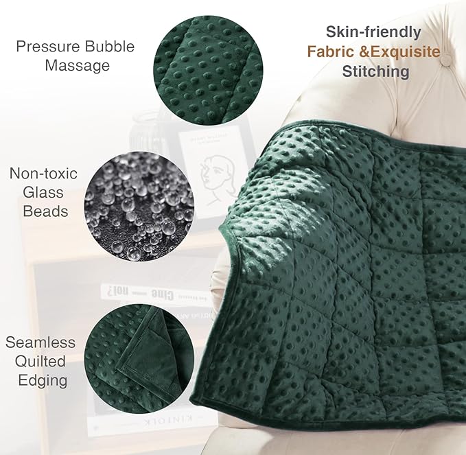 Alomidds Weighted Blanket 7lbs for Adults, Cozy Luxury Breathable Weighted Lap Blanket, Small Weighted Blanket for Travel, Relaxation, Sleeping, Calming, Green, 29" x 24"