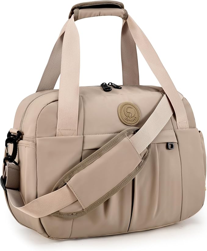 Small Gym Bag with Wet Pocket 40x30x15cm Personal Item Bag Airline Approved Travel Duffle Bag 16x12x6 inch Carry on Duffel Bag,Beige