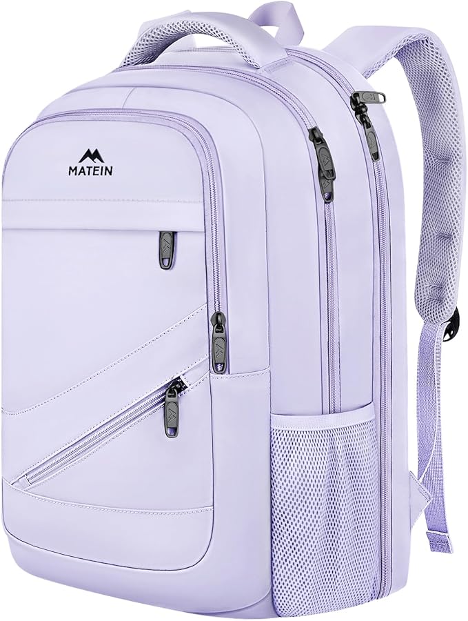 MATEIN Extra Large Laptop Backpack for Women, 50 L TSA Carry On with Multiple Organized Pockets, Anti Theft Water Resistant Travel Laptop Backpack Fits 18.4 In Computer, Light Purple