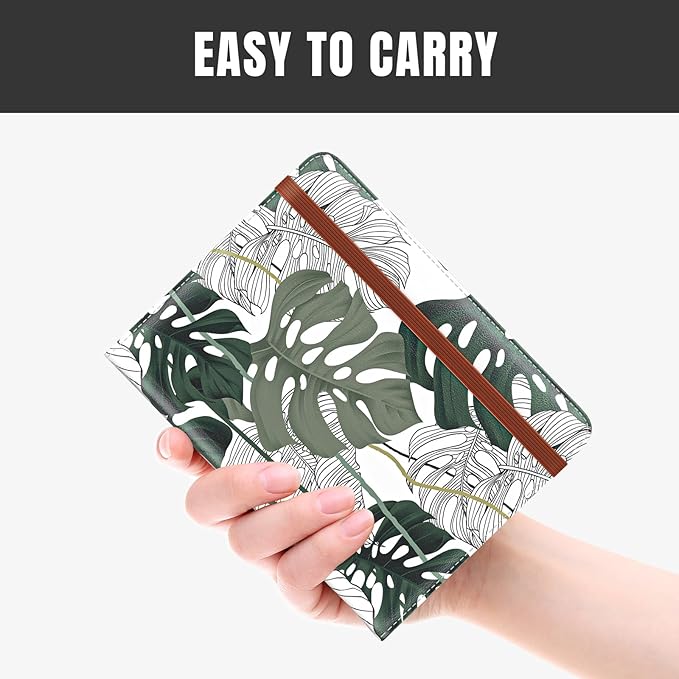 Rimilak Passport Holder, RFID Blocking Passport Cover Wallet Travel Essentials, Leather Travel Air Ticket Documents Organizer Protector for Women and Men, Tropical Plants