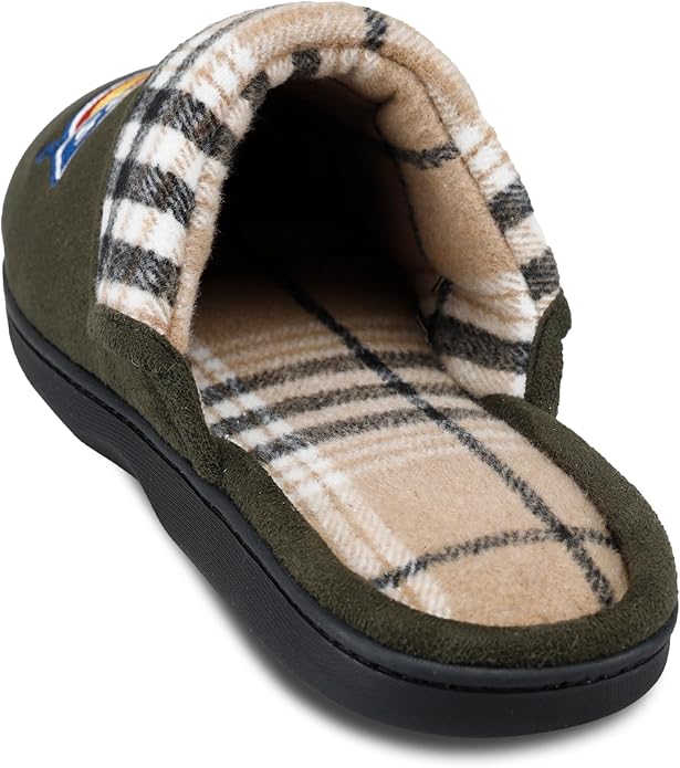 Dickies Men's Slide-on Memory Foam Scuff Slipper With Embroidered Logo - Indoor/Outdoor Sole