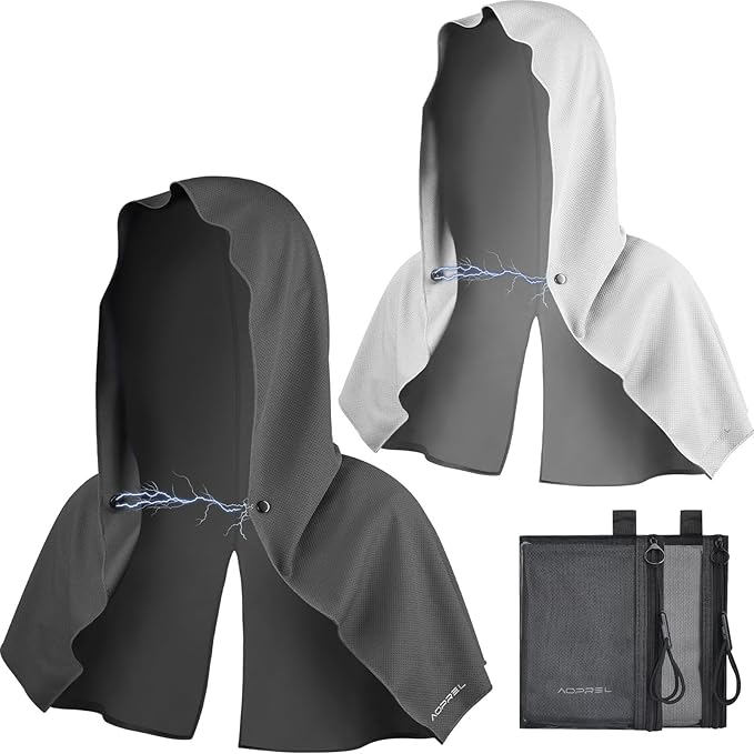 Cooling Hoodie Towel Magnetic Lock Towels for Neck and Face UV Protection, Moisture-Wicking for Camping Gym and Yoga