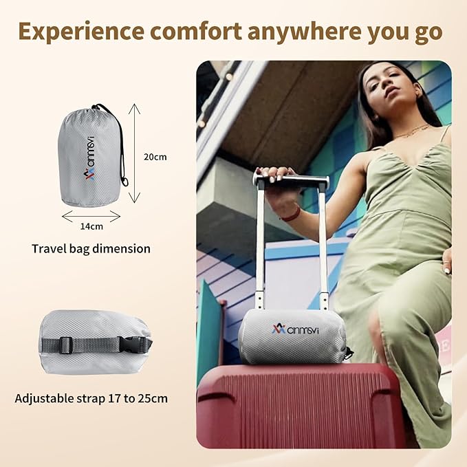 Air Inflatable Travel Seat Cushion with Built-in Pump & Carry Bag– Portable & Adjustable for Airplane, Car, Office – Coccyx, Sciatica & Tailbone Pain Relief (Black)