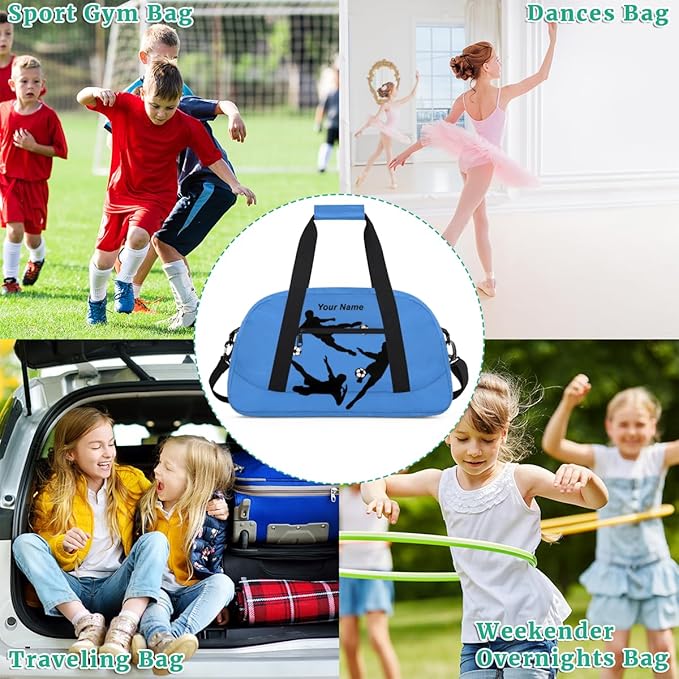 Personalized Soccer Theme Gym Bags for Kids Boys with Custom Name Sport Bags for Training Travel Overnight Weekender