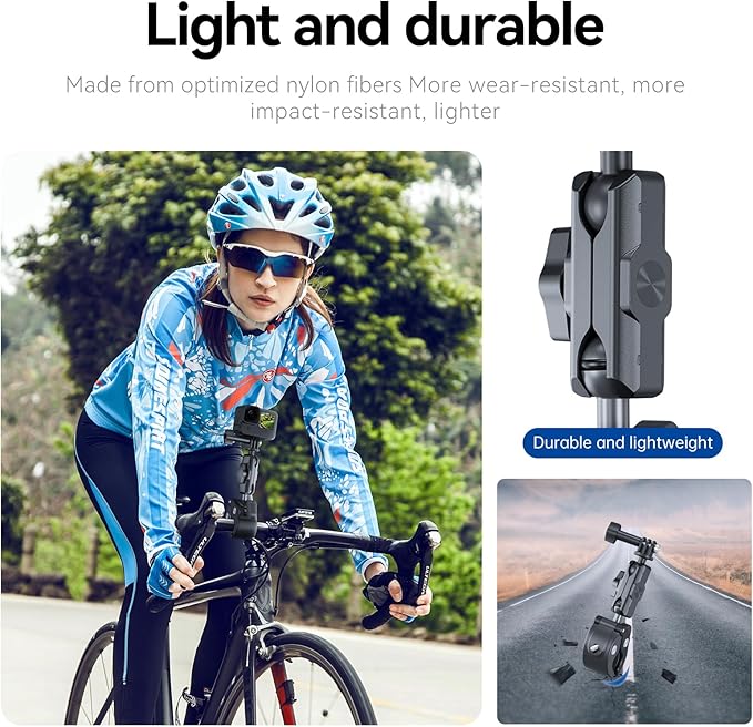 TELESIN Camera Clamp Mount Bike Motorcycle Handlebar Mounts Accessories, 360 Ball Joint Tube Roll Bar Holder Clip for DJI Osmo Action 6/Osmo Nano/Action 5 4 Pro/Hero 13 12 11 10 9 8 7/Insta 360 X5 X4